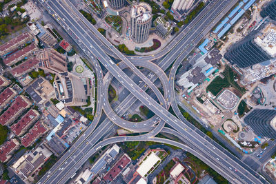 Aerial view of elevated road in city