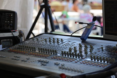 Close-up of sound mixer