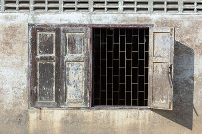 Close-up of window on old building