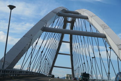 Low angle view of suspension bridge