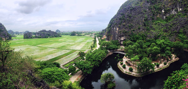 Panoramic view of river passing through landscape