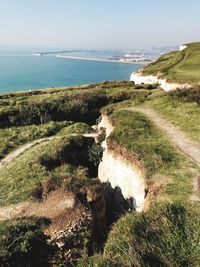 View of dover harbour from the cliffs