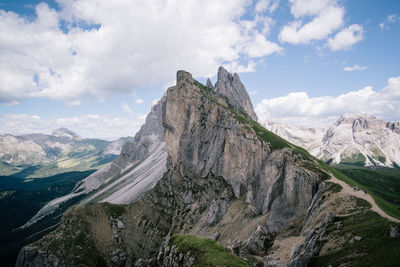 Panoramic view of mountain range against sky