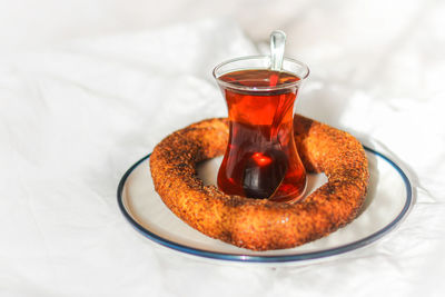 Close-up of drink served on table