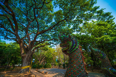 Trees in park against sky