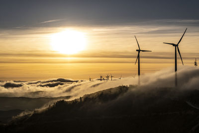 Wind turbines in rural area in spain