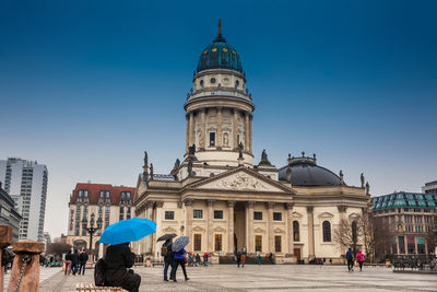 The new church also called german church  on gendarmenmarkt in a cold end of winter day