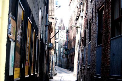 Narrow alley amidst buildings in city