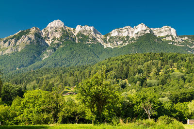 Scenic view of mountains against clear sky