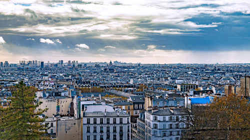 High angle view of cityscape against sky