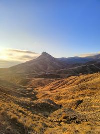 Scenic view of landscape against clear sky