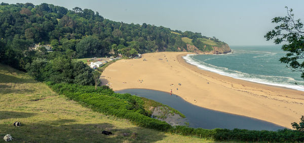 Scenic view of beach against sky