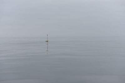 View of fishing nets flag at the sea. 