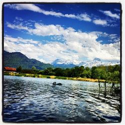 Scenic view of lake against mountains