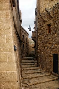 Narrow alley amidst buildings in city