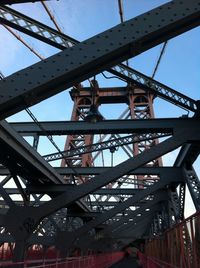 Low angle view of bridge against clear sky