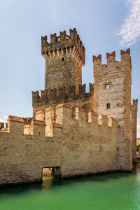 View of the scaliger castle in sirmione on lake garda in italy.