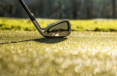 Close-up of eyeglasses on grass