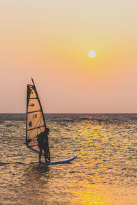 Scenic view of sunset over sea
