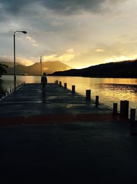 View of pier at sunset