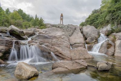 Scenic view of waterfall