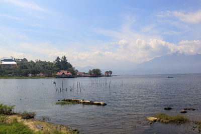 Scenic view of lake against sky
