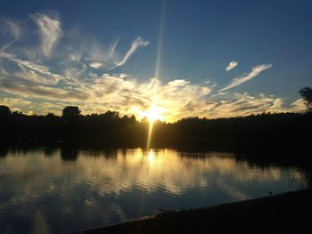 Scenic view of lake at sunset