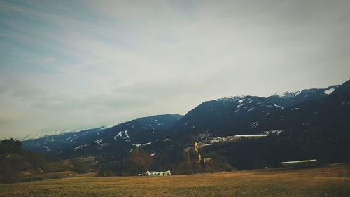 Scenic view of mountains against sky