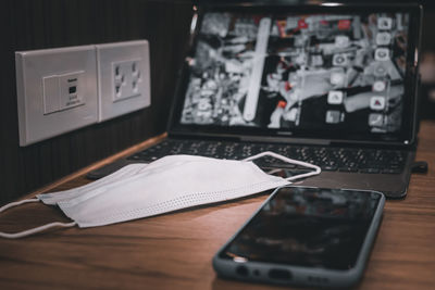 Close-up of laptop on table