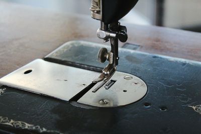 Close-up of sewing machine