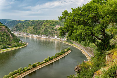 View from lorelei observation deck on the rhine river