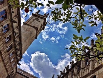 Low angle view of building against blue sky