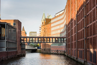 Bridge over canal amidst buildings in city