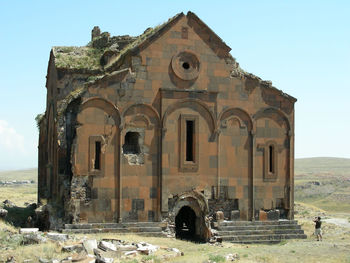 Abandoned building against clear sky