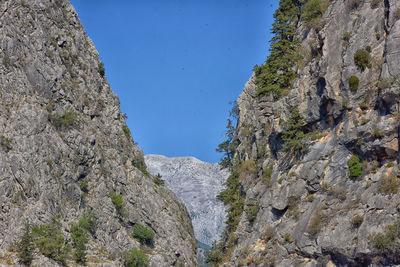 Low angle view of rock formation against sky