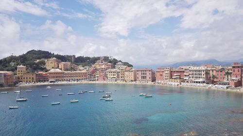 Boats with sestri levante in background