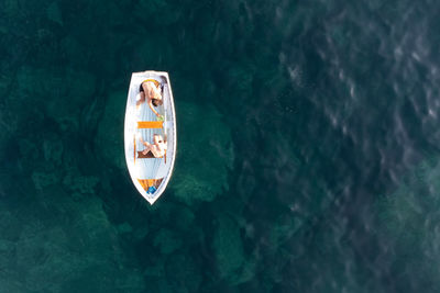 High angle view of boat in sea