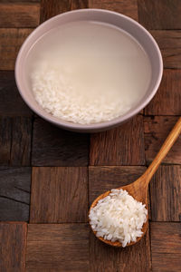 High angle view of food on table