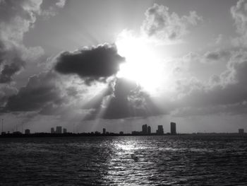 City skyline at sunset