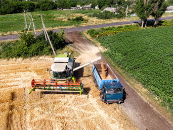 Tractor on agricultural land