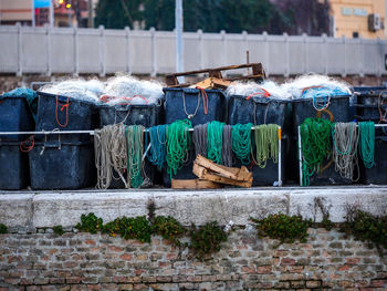 Clothes drying on wall