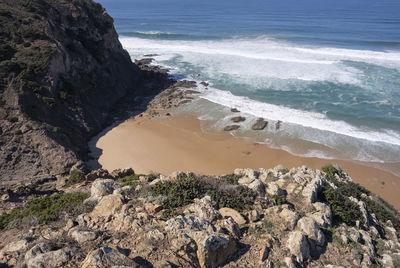 High angle view of beach