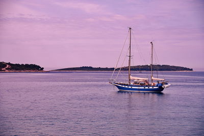 Vintage wooden sailboat sailing in adriatic sea