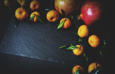 High angle view of fruits on table