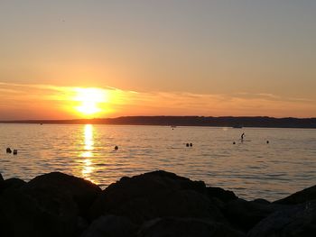 Scenic view of sea during sunset