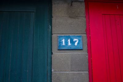 Closed door of building