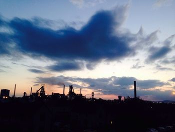 Built structure against cloudy sky at sunset