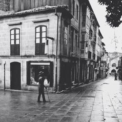 People walking on city street