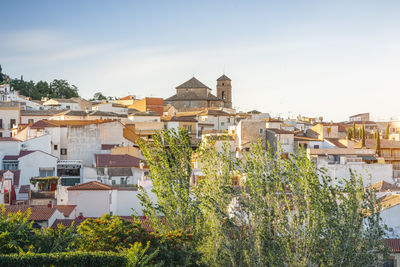 High angle view of townscape against sky