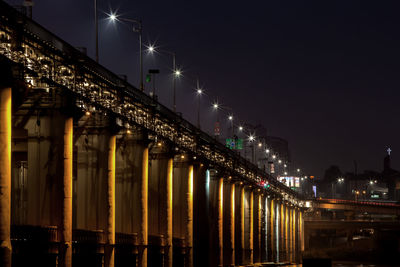 Banpo bridge over han river against sky in city at night